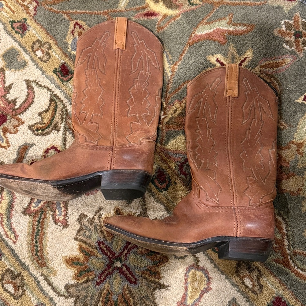 Dan Post Tan Brown Leather Western Heeled Boots